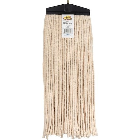 Genuine Joe Genuine Joe Mophead, Cotton, Cut End, Screw Type, 24 oz, White GJO18332